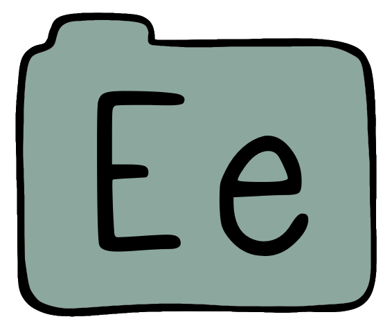 light green file folder with capital and lowercase E on it.